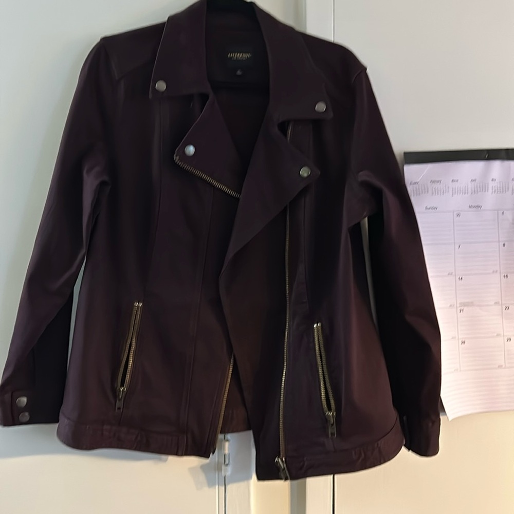 Liverpool moto jacket in deep wine color in excellent used condition
